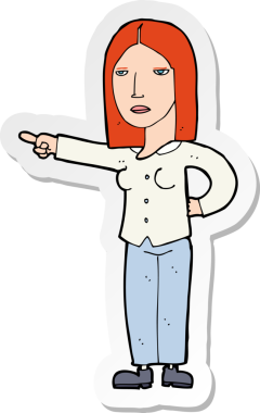 Bir insan tarafından çizilmiş bir karikatür kadının çıkartması.