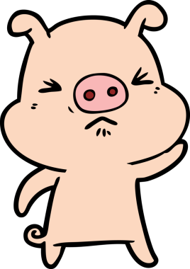 Bir insan tarafından çizilmiş huysuz domuz çizgi filmi.