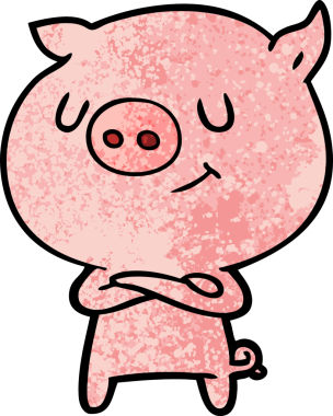 Bir insan tarafından çizilmiş mutlu çizgi film domuzu.