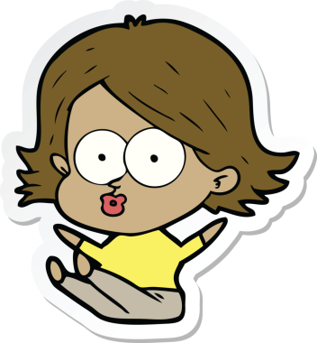 Bir insan tarafından çizilmiş somurtkan bir çizgi film kızının çıkartması.