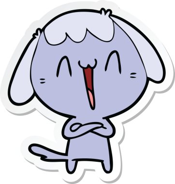 Bir insan tarafından çizilmiş şirin bir köpeğin çıkartması.