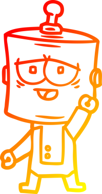 Bir insan tarafından çizilen çizgi film robotunun sıcak çizgi çizimi