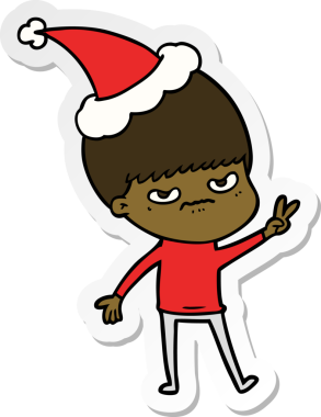 Bir insan tarafından çizilmiş Noel Baba şapkası takan bir çocuğun çizilmiş el yazısı.