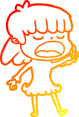 Bir insan tarafından yüksek sesle çizilmiş bir çizgi film kadını çizimi.