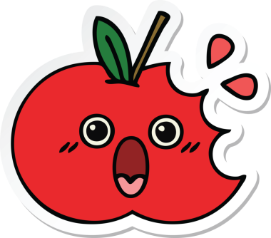 Bir insan tarafından çizilmiş kırmızı bir çizgi filmin çıkartması.