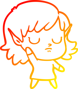 Bir insan tarafından çizilmiş çizgi film karakteri bir elf kızı çizimi