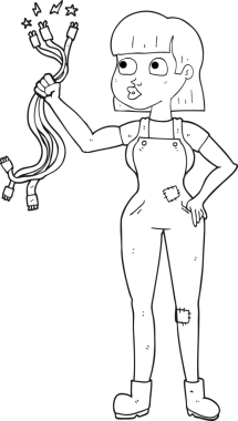 Bir insan tarafından çizilmiş kadın elektrikçi.