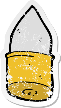 Bir insan tarafından çizilmiş karikatür mermisinin geriletilmiş yapıştırması.