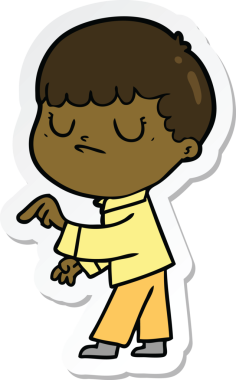 Bir insan tarafından çizilmiş huysuz bir çocuğun çıkartması.