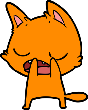 Bir insan tarafından çizilmiş konuşan kedi çizgi filmi.