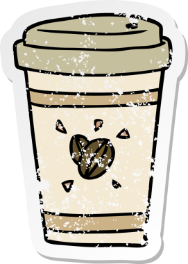 Bir insan tarafından çizilmiş karikatür paket kahve etiketi.