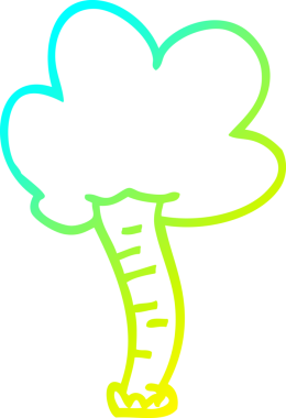 Bir insan tarafından çizilmiş bir karikatür ağacının soğuk gradyan çizimi