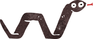 Bir insan tarafından çizilmiş komik çizgi film yılanı.