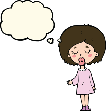 Çizgi filmdeki kadın bir insan tarafından çizilmiş düşünce balonuyla anlatmak istediği şeyi anlatıyor.