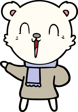 Bir insan tarafından çizilmiş mutlu kutup ayısı çizgi filmi.