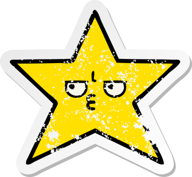 Bir insan tarafından çizilmiş tatlı bir çizgi film yıldızının sıkıntılı çıkartması.