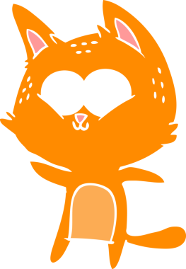 Bir insan tarafından çizilmiş düz renkli çizgi film kedisi