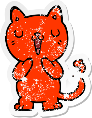 Bir insan tarafından çizilmiş karikatür bir kedinin sıkıntılı çıkartması.