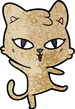 Bir insan tarafından çizilmiş çizgi film kedisi.