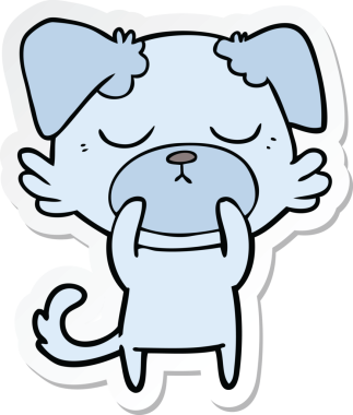 Bir insan tarafından çizilmiş şirin bir köpeğin çıkartması.