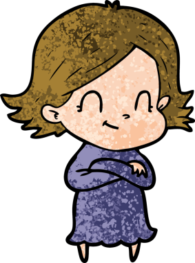 Bir insan tarafından çizilmiş karikatür dostu kız.