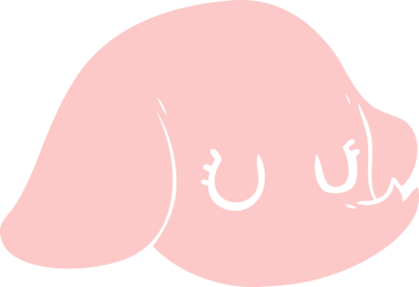 Bir insan tarafından çizilmiş düz renkli fil yüzü.