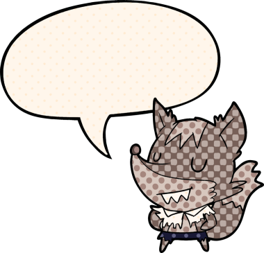 Bir insan tarafından çizilmiş çizgi roman tarzı konuşma balonu olan cadılar bayramı kurtadamı çizgi filmi.