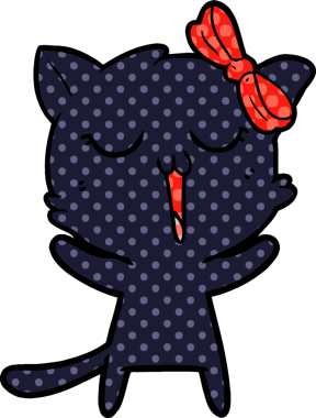 Bir insan tarafından çizilmiş çizgi film kedisi.