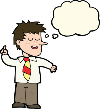 Bir insan tarafından çizilmiş düşünce baloncuğu ile iyi bir fikri olan çizgi film adamı.