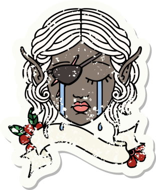 Retro Dövme Tarzı Ağlayan elf düzenbaz karakter yüzü Bir insan tarafından çizilmiş