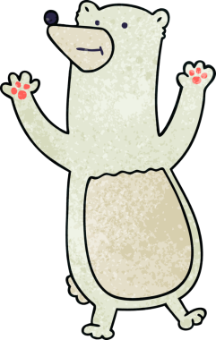 Bir insan tarafından çizilmiş garip karikatür kutup ayısı.