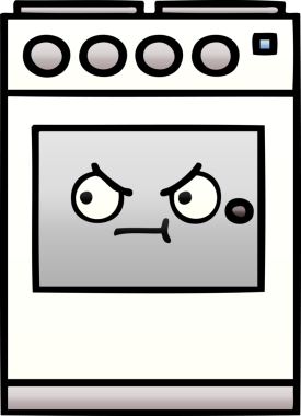 Bir insan tarafından çizilmiş mutfak fırınının gölgelenmiş karikatürü.