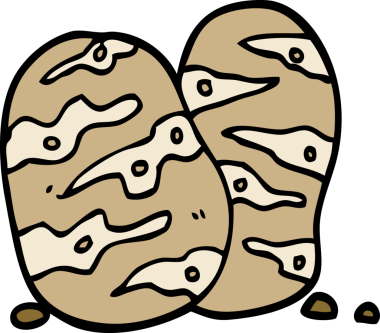 Bir insan tarafından çizilmiş karalama tarzı patatesler.