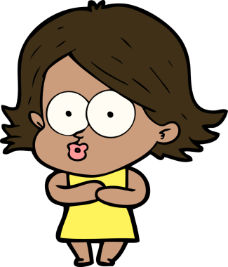 Çizgi film kızı somurtuyor bir insan tarafından