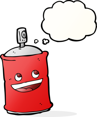 Bir insan tarafından çizilmiş düşünce baloncuklu çizgi film spreyi.