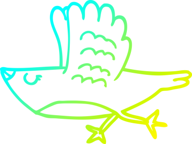 Bir insan tarafından çizilen karikatür kuşunun soğuk gradyan çizgisi