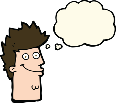 Bir insan tarafından çizilmiş düşünce baloncuğuyla mutlu adam yüzü