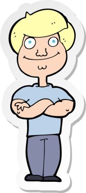 Bir insan tarafından çizilmiş mutlu bir adamın çıkartması.