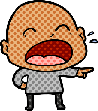 Bir insan tarafından çizilmiş kel adam diye bağıran çizgi film.