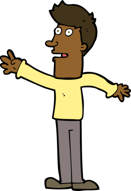 Bir insan tarafından çizilen karikatür adam.