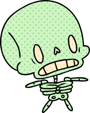 Bir insan tarafından çizilmiş güzel, ölü bir iskelet.