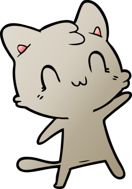 Bir insan tarafından çizilmiş mutlu bir kedi.