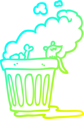 Bir insan tarafından çizilmiş soğuk çizgi çizgi film kokulu çöp tenekesi.