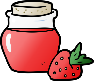 Bir insan tarafından çizilmiş çilek reçeli kavanozu.