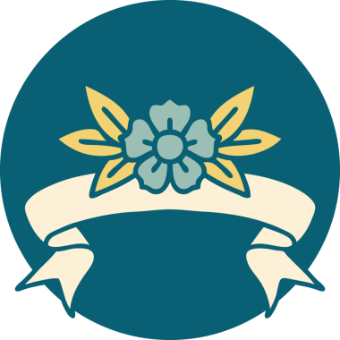 bir insan tarafından çizilmiş bir çiçek pankartıyla dövme biçimi simgesi