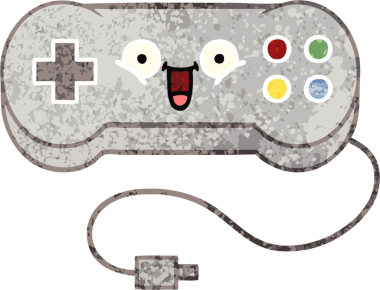 Bir insan tarafından çizilmiş bir oyun denetleyicisinin retro illüstrasyon tarzı karikatürü