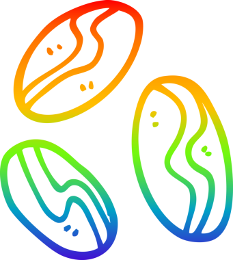 Bir insan tarafından çizilmiş kahve çekirdeklerinin çizgi çizimi.