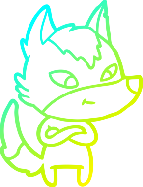 Bir insan tarafından çizilmiş dost canlısı bir kurt çizgi çizimi.