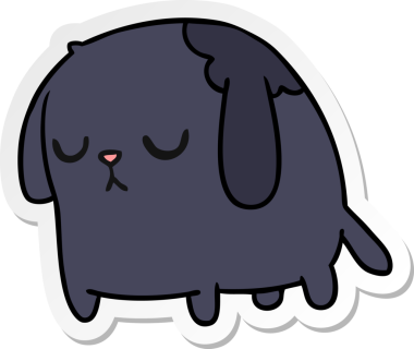 Bir insan tarafından çizilmiş sevimli üzgün kawaii köpeğinin serbest sticker karikatürü.