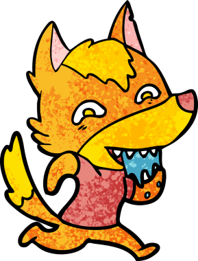 Bir insan tarafından çizilmiş tilki çizgi film karakteri